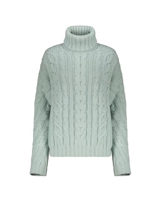 Herno Blue Cable-Knit Roll-Neck Sweater