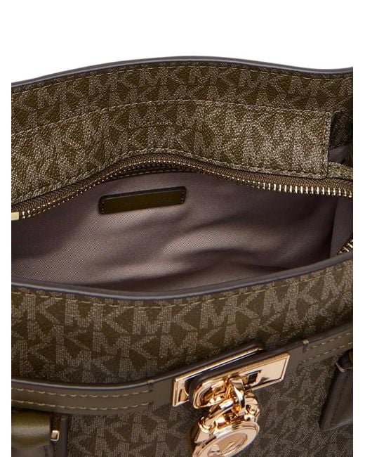 Michael Kors Metallic Logo-Print Padlock-Detail Tote Bag