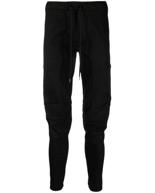 Attachment Black Drawstring-Waist Slim-Cut Trousers for men