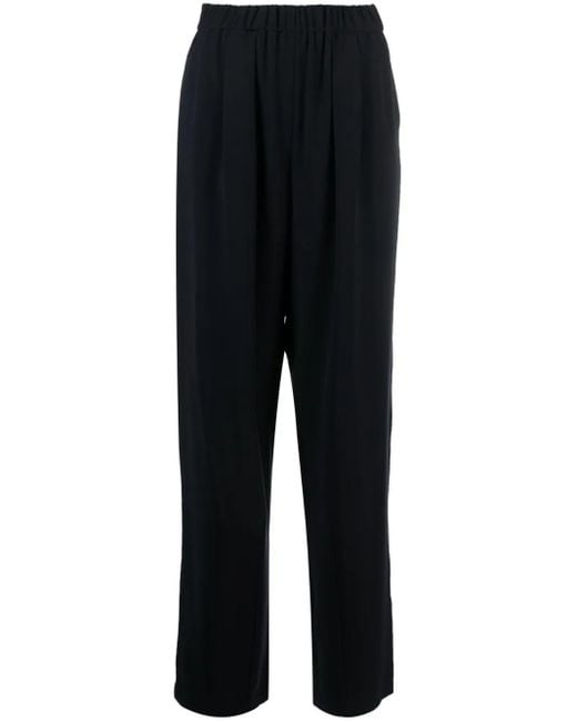 Emporio Armani Black Pleat-Detail High-Waist Trousers