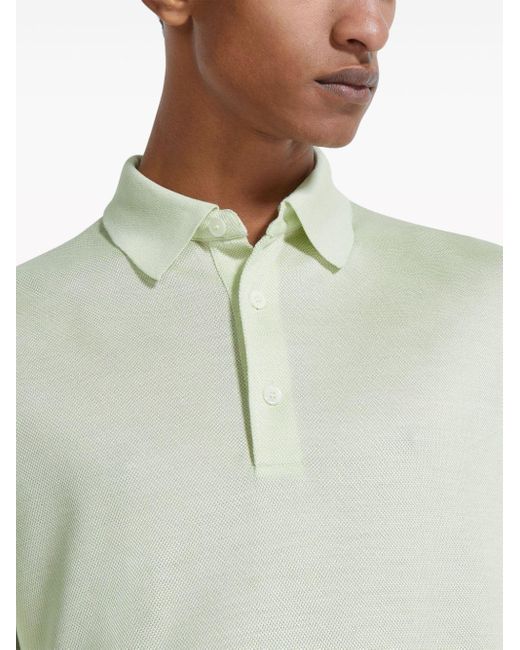 Zegna Green Mulberry-silk Polo Shirt for men