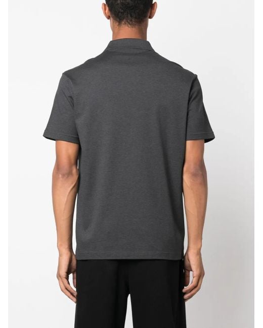Versace Black Logo-Patch Cotton Polo Shirt for men
