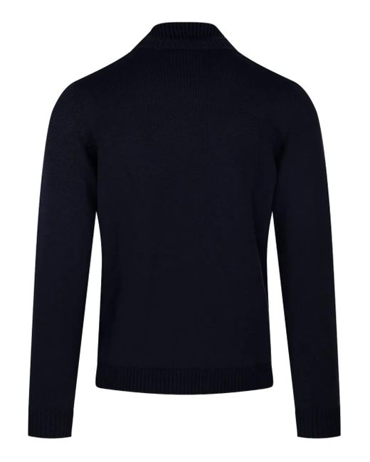 Roberto Collina Blue High-Neck Wool Sweater for men