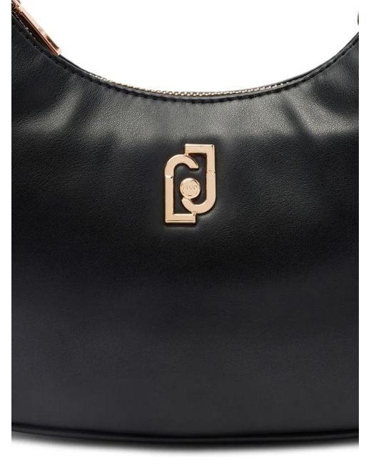 Liu Jo Black Small Chain-Detail Crescent Shoulder Bag