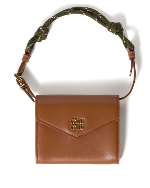 Miu Miu Leather Shoulder Wallet Brown