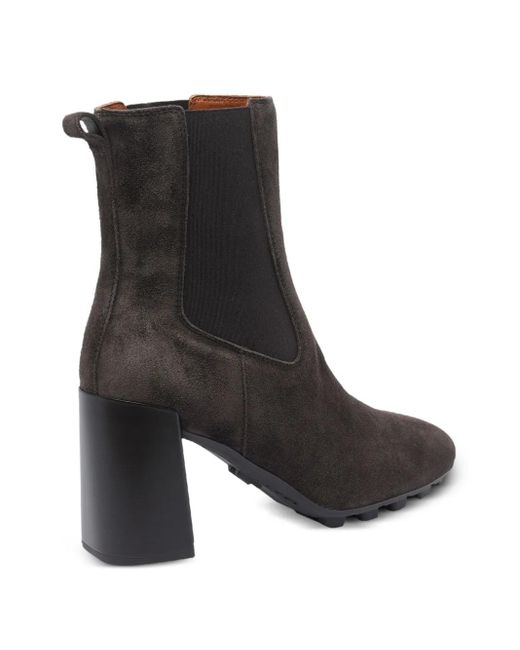 Hogan Black 90Mm Elastic-Panel Block-Heel Boots