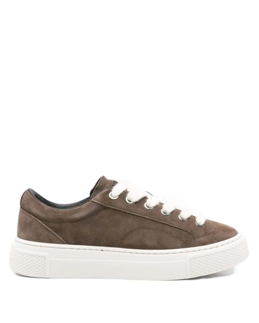 State of Order Brown Suede Lace-Up Sneakers for men