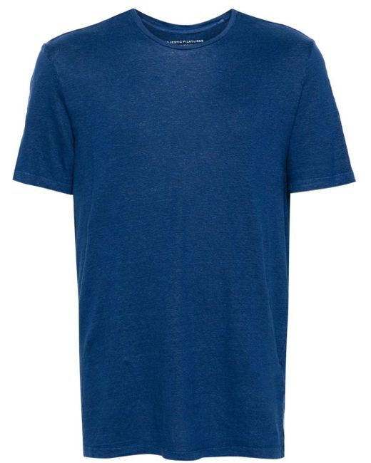 T-shirt mélange in misto lino di Majestic Filatures in Blue da Uomo