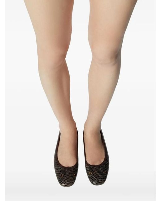 Odissi White Lou Python-Print Leather Ballet Flats