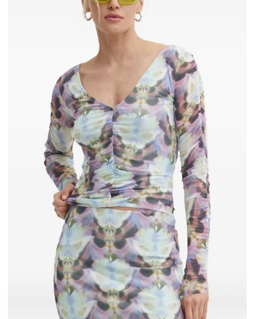 Résumé Gray Ruched Long-Sleeve Top