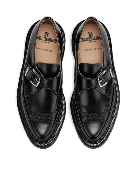 George Cox Black Strummer Buckle-Strap Monk Shoes for men