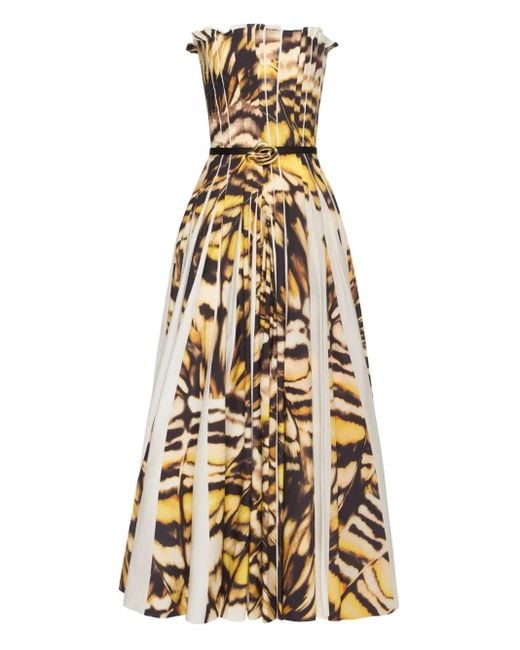 Robe Mi-Longue Abstract Butterfly Oscar de la Renta en coloris Metallic