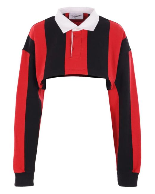 VAQUERA Red Cropped Striped Rugby Shirt