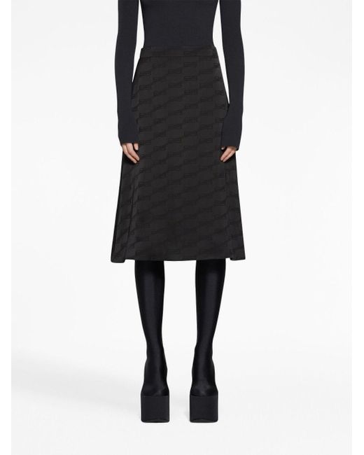 Balenciaga Black Logo Jacquard A-line Skirt