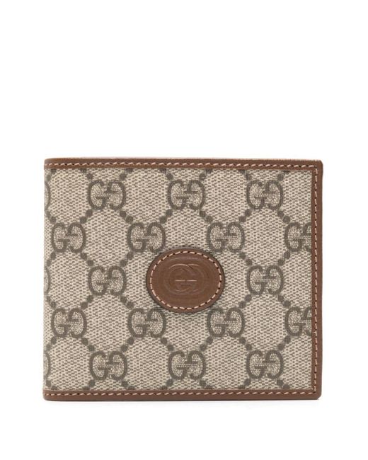 Portafoglio bi-fold con placca logo GG di Gucci in Brown da Uomo