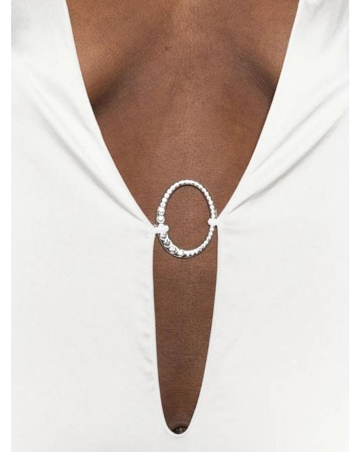 Oseree White Feather-Trim Mini Dress