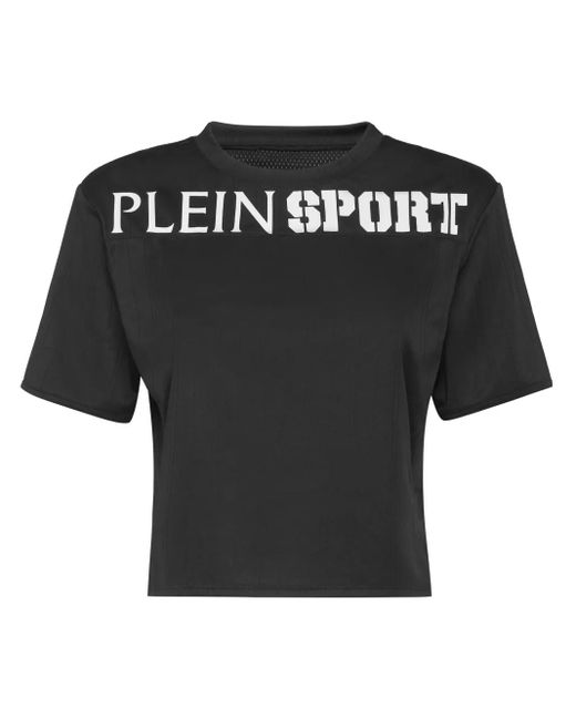 Philipp Plein Black Cropped T-Shirt Round Neck Ss