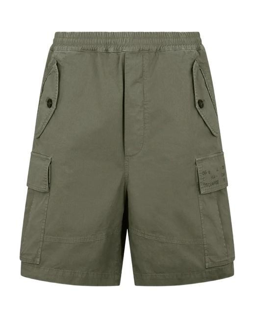 DSquared² Green Ripstop Elasticated Side Flap Shorts for men