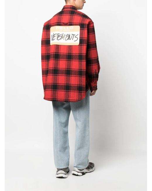 Vetements Red Hello My Name Is Cotton Shirt for men