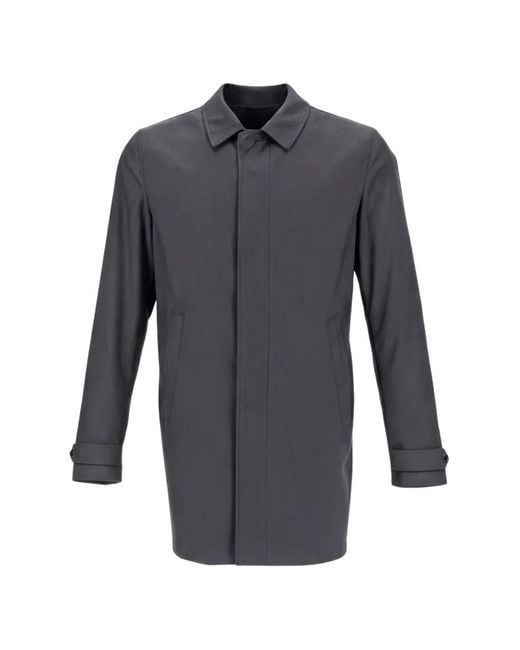 Herno Blue Button-Cuff Wool Coat for men