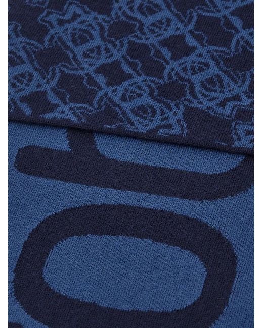 Roberto Cavalli Blue Monogram-Pattern Scarf for men
