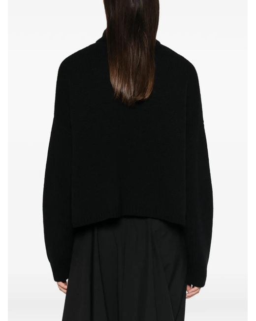 Lisa Yang Black Ribbed-Knit Roll-Neck Sweater