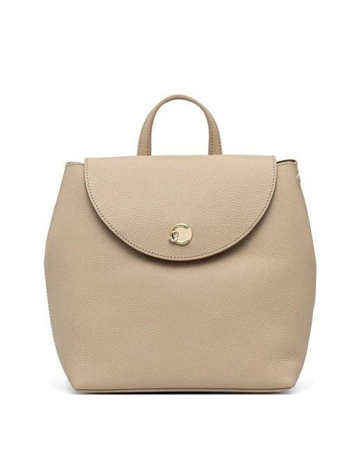 Coccinelle Natural Pebble-Grain Top-Handle Backpack
