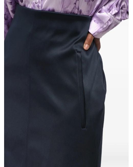 Off-White c/o Virgil Abloh Black Satin A-Line Midi Skirt