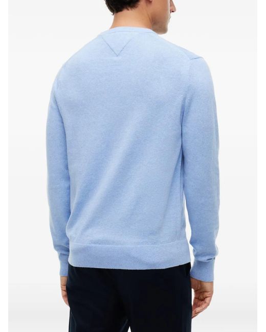 Tommy Hilfiger Blue Logo-Embroidered Crew-Neck Sweater for men