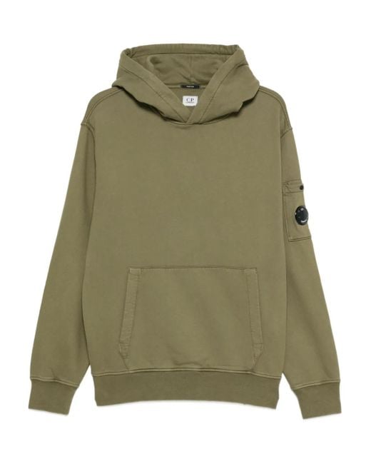 C P Company Green Lens-Detail Cotton Hoodie for men