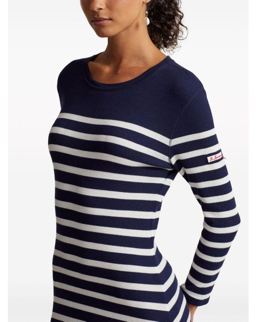 3d magic blue dressing Polo Ralph Lauren Women's Striped Ruffled Cotton Wrap Dress Ivory/Royal  Stripe main image 0