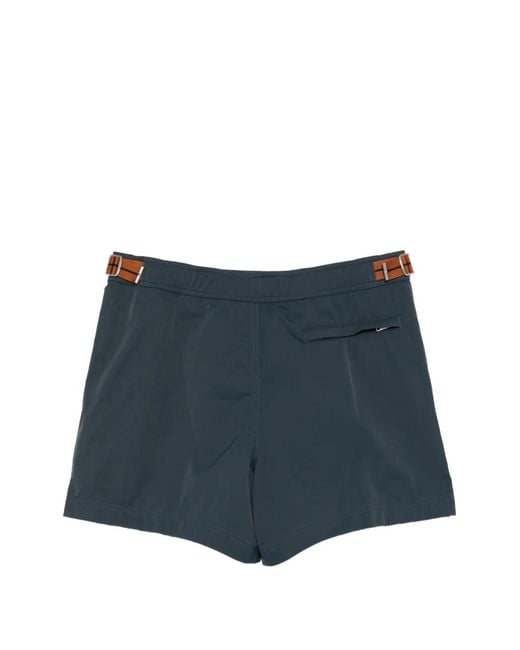 Zegna Blue Buckle-Fastening Swim Shorts for men
