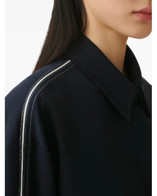 Fabiana Filippi Blue Bead-Embellished Drop-Shoulder Jacket
