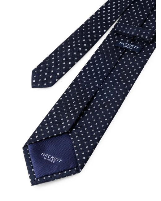 Hackett Blue Geometric Flower-Pattern Tie for men