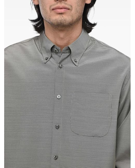4SDESIGNS Gray Asymmetric Micro Pied-De-Poule Shirt for men