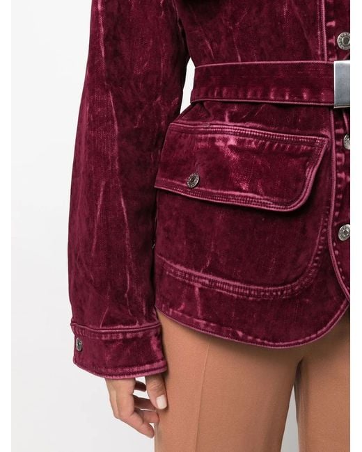 Stella McCartney Red Neutral Velvet Denim Jacket - Women's - Cotton/elastane