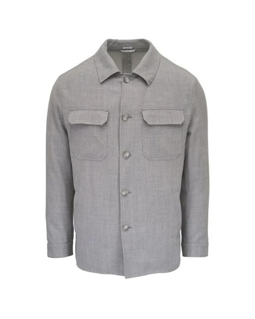 Atelier Munro Gray Flap-Pocket Overshirt for men