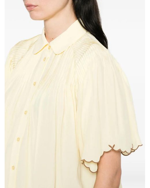 Yerse Natural Scalloped Shirt