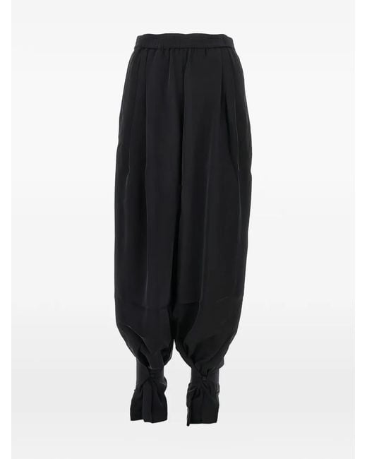 ANDAMANE Black Pleated Ankle-Tie Trousers