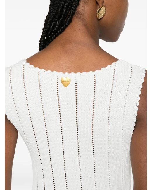 Twinset White Robe Longue À Col V