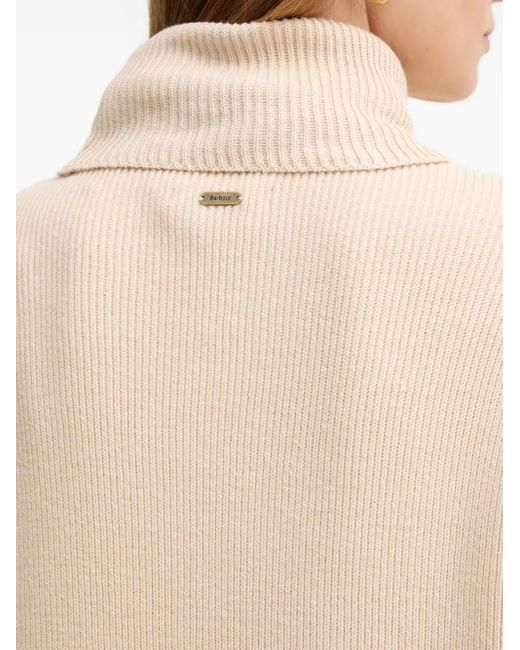 Barbour Natural Roll-Neck Ribbed Mini Dress