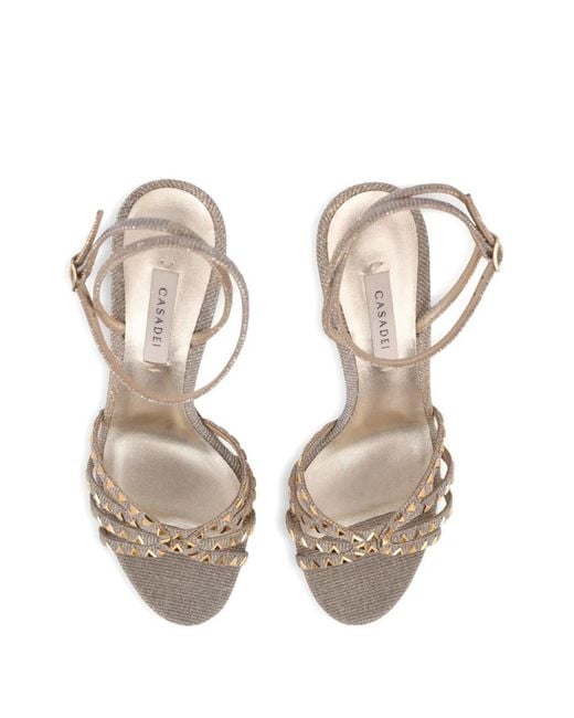Casadei Natural 80 Divine Studded Sandals