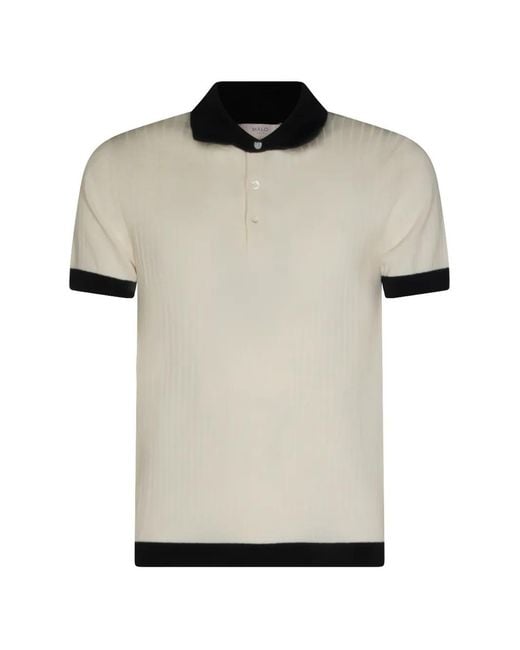 Malo White Ribbed-Knit Polo Shirt for men