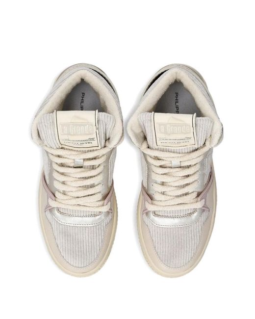Philippe Model Natural High-Top Textured Sneakers