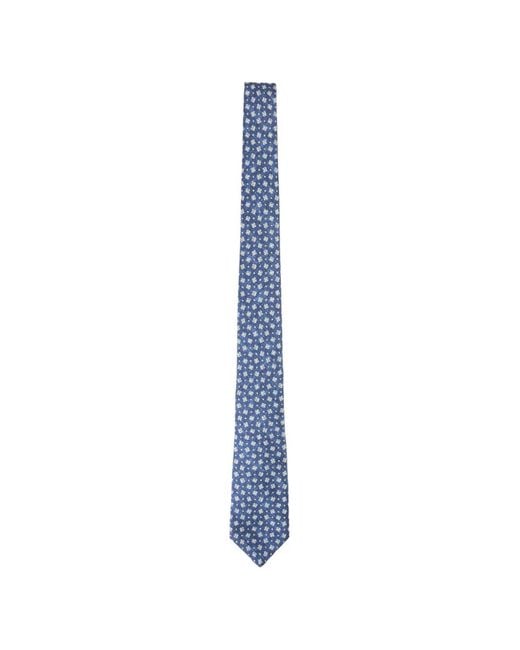 Kiton Blue Floral-Print Tie for men
