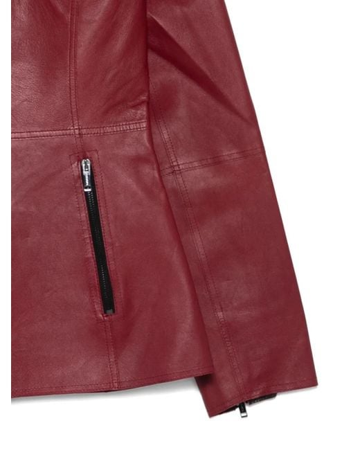 Iceberg Red Zip Leather Jacket