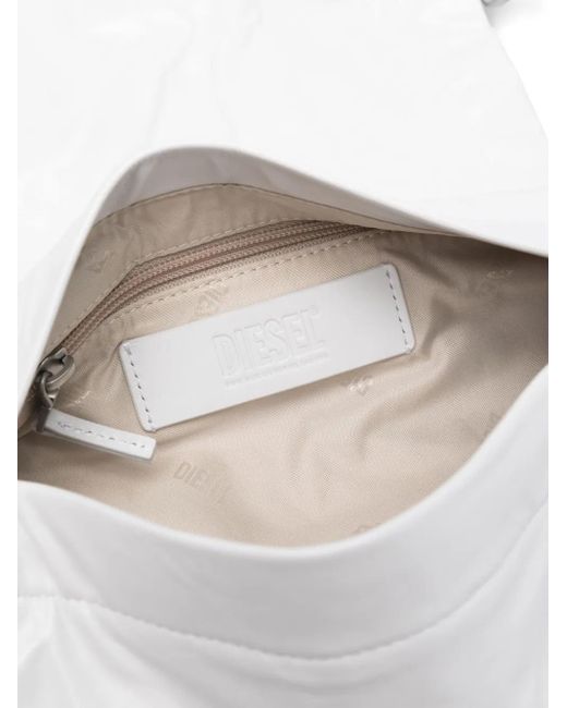 DIESEL White Scrunch-D Shoulder Bag