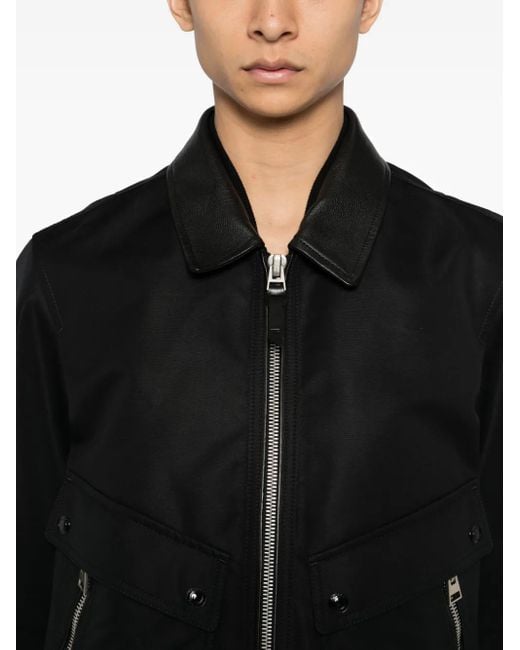 Tom Ford Bomberjack Met Leren Kraag in het Black voor heren