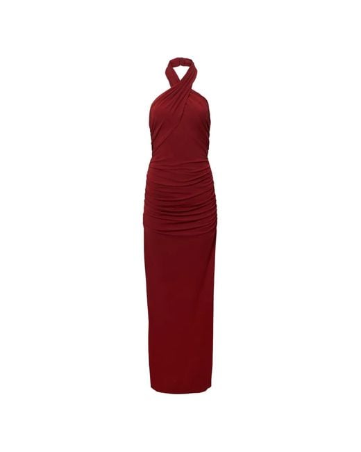 Carolina Herrera Red Criss-Cross Halterneck Gown