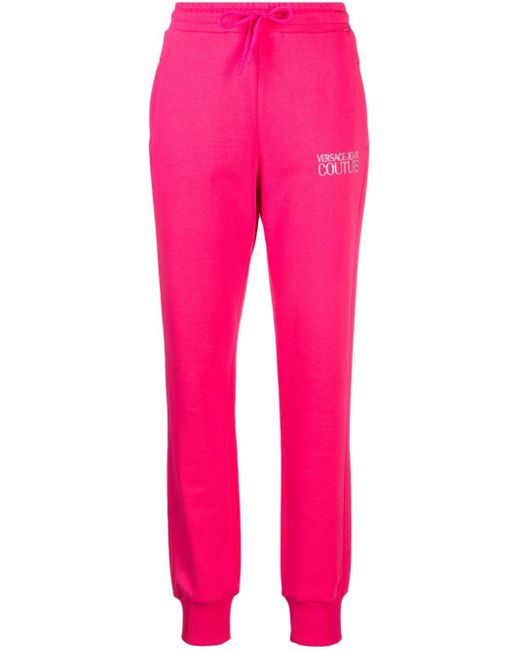 Versace Pink Logo-embroidered Cotton Track Pants